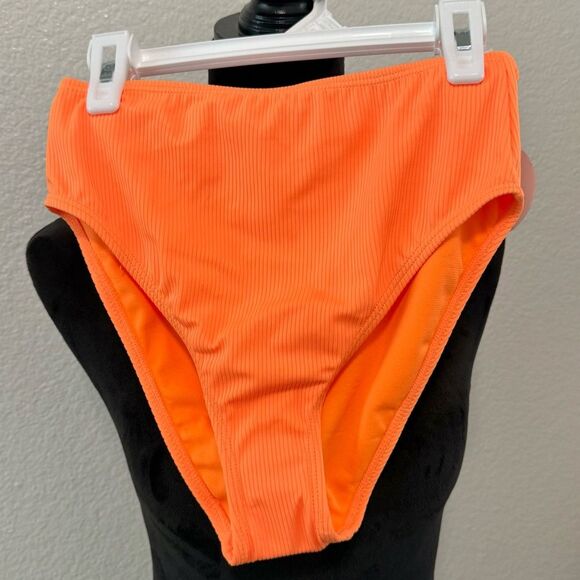 Decree Neon Orange Textured Bikini Set - Strapless Top & Cheeky Bottoms, XS, NWT - Picture 12 of 13